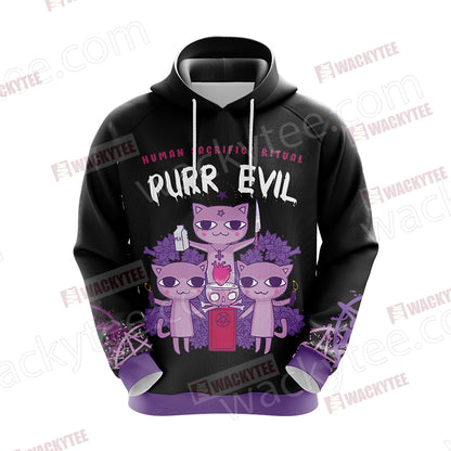 Human Sacrifice Ritual Purr Evil Cat Satan Unisex 3D Hoodie