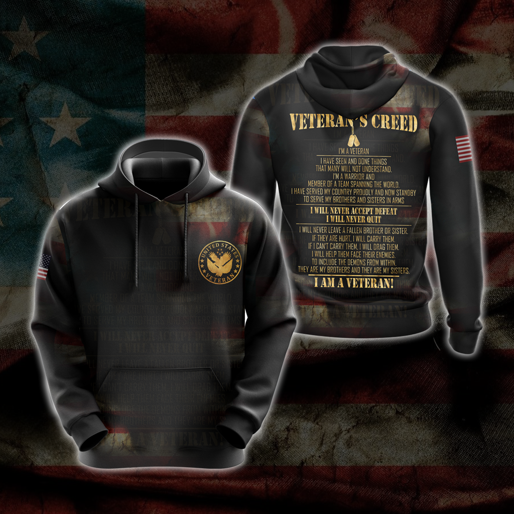Veteran's Creed T-shirt Zip Hoodie Pullover Hoodie Hoodie