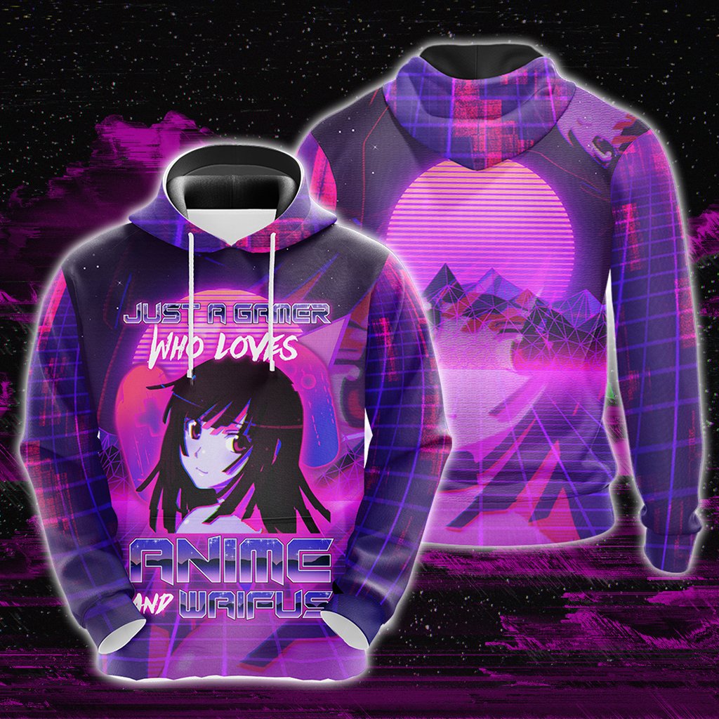 Just A Gamer Who Loves Anime And Waifus Unisex 3D Pullover Hoodie