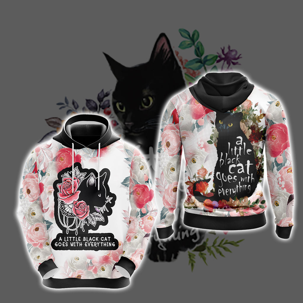 A Little Black Cat Goes With Everything Unisex 3D Hoodie
