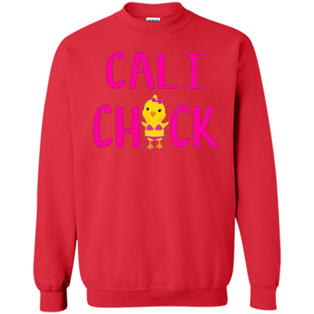 Cali Chick Cute Bikini Yellow Bird Funny T-shirt Red