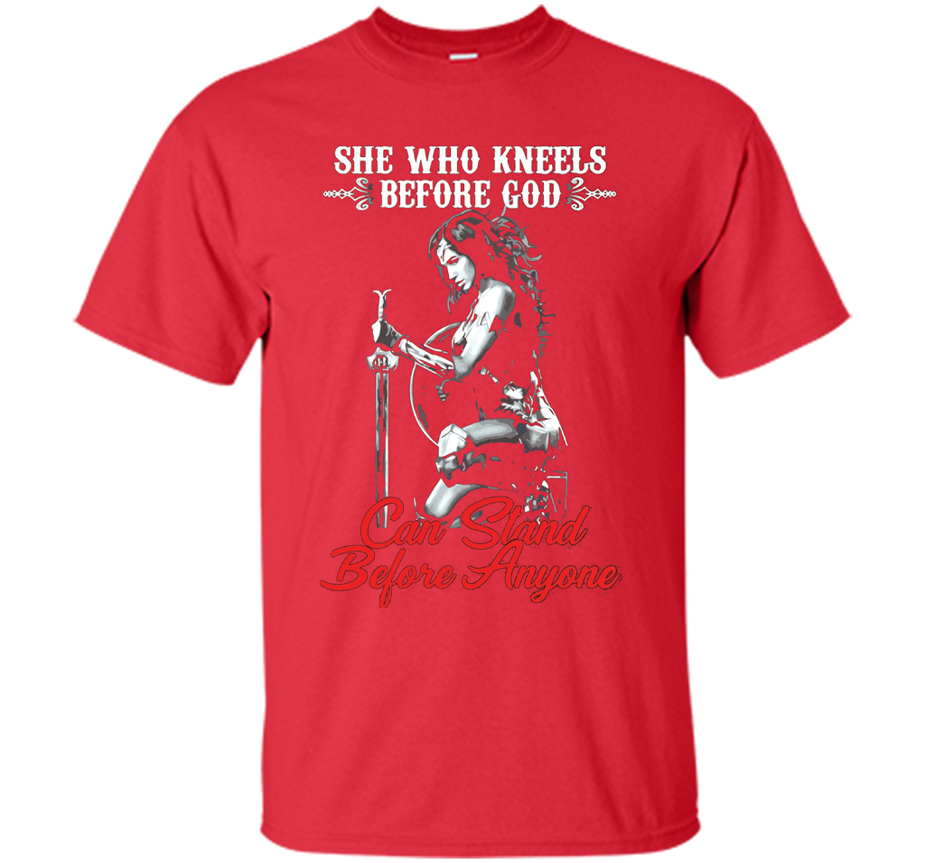 Wonder Woman T-shirt She Who Kneels Before God Can Stand Before Anyone Red