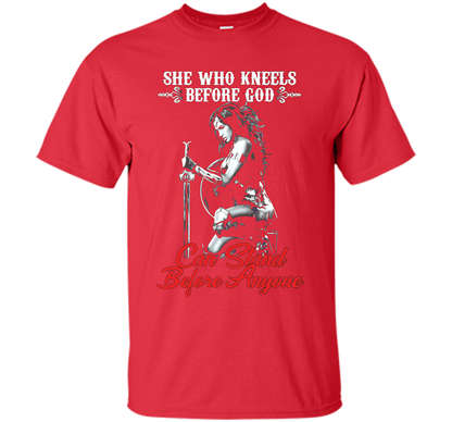 Wonder Woman T-shirt She Who Kneels Before God Can Stand Before Anyone Red