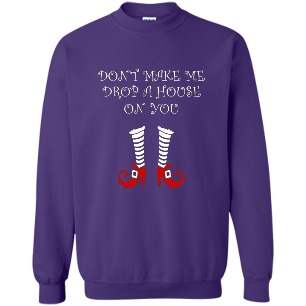 Funny Halloween T-shirt Don't Make Me Drop A House On You Purple