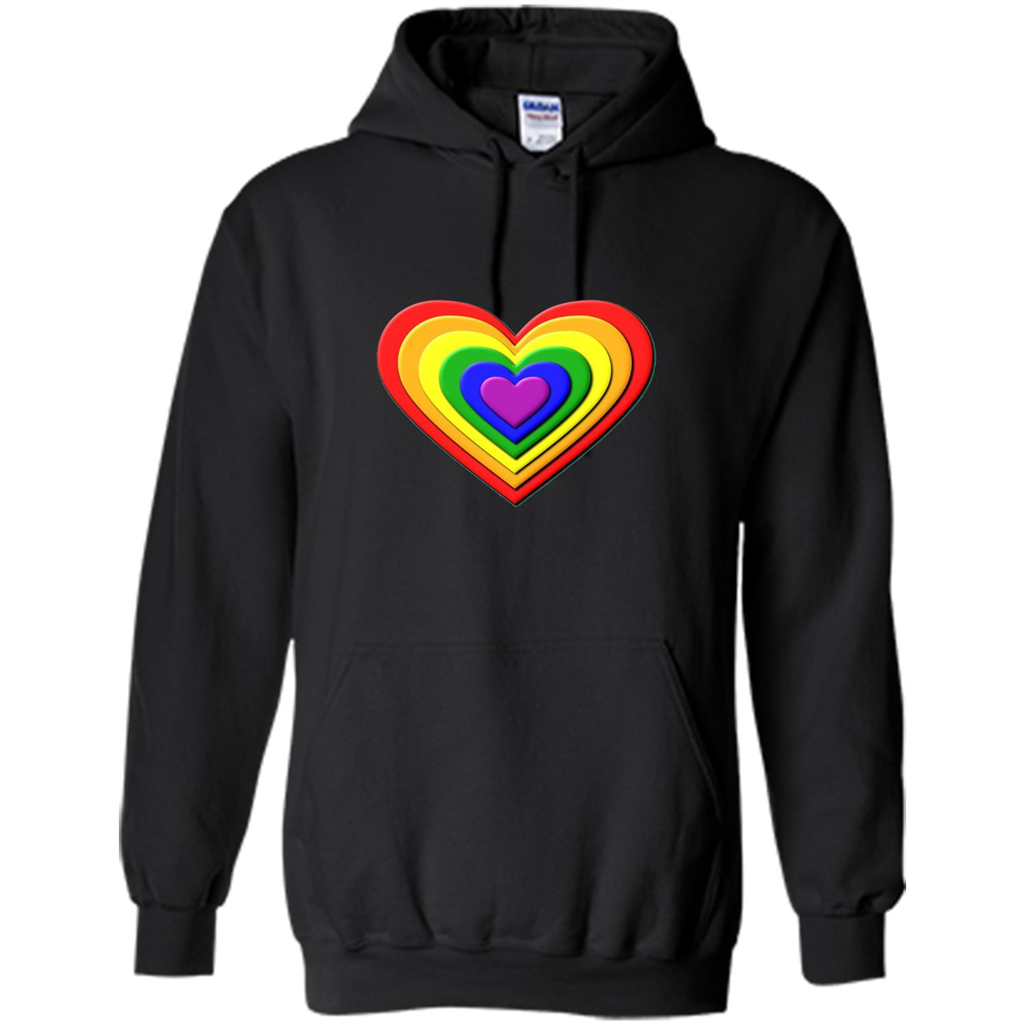 LGBT T-shirt Rainbow Heart T-shirt Black