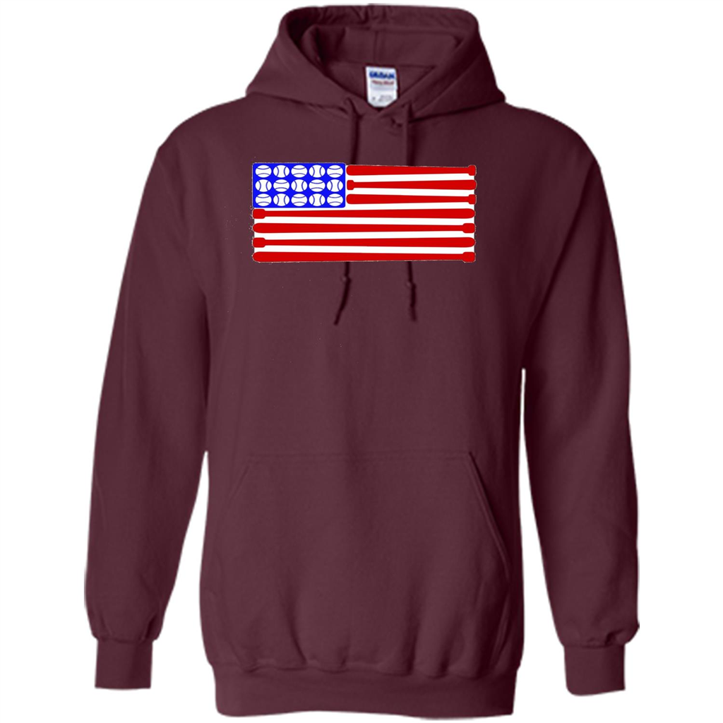 Baseball American Flag T-Shirt Maroon