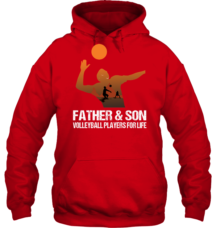 Father And Son Volleyball Players For Life Family Shirt Unisex Heavyweight Pullover Hoodie Red
