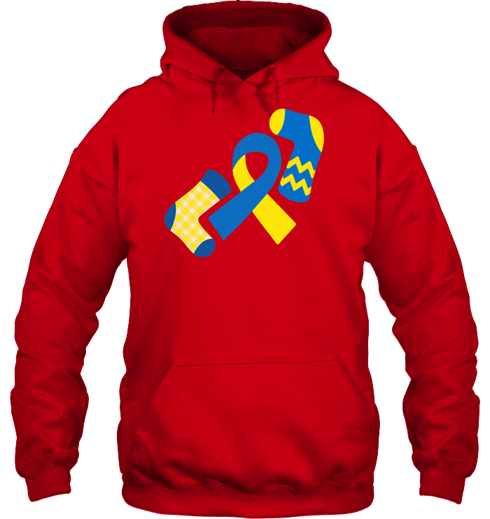 Down Syndrome Awareness Day Socks And Ribbons Shirt Unisex Heavyweight Pullover Hoodie Red