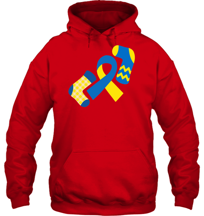 Down Syndrome Awareness Day Socks And Ribbons Shirt Unisex Heavyweight Pullover Hoodie Red