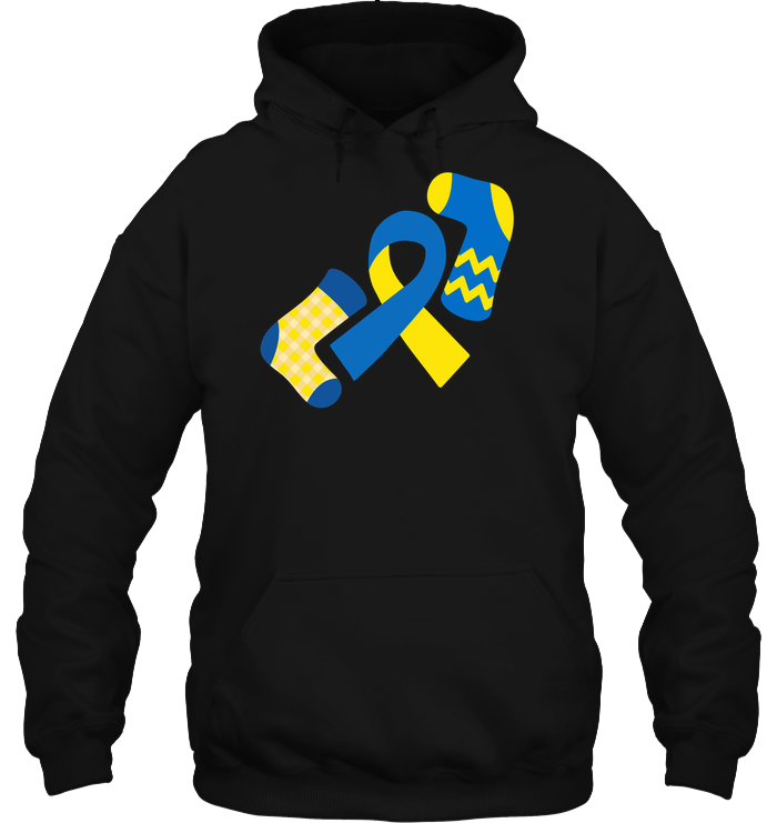 Down Syndrome Awareness Day Socks And Ribbons Shirt Unisex Heavyweight Pullover Hoodie Black