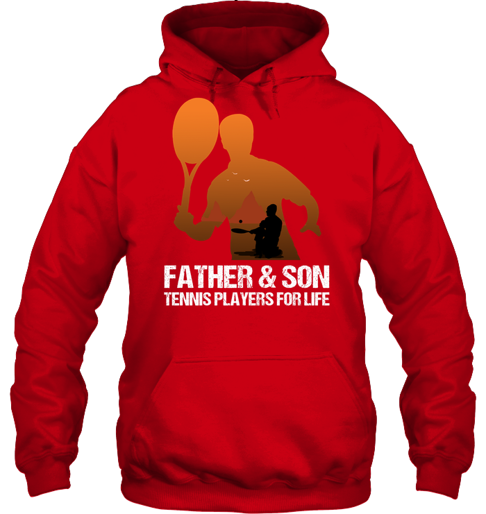 Father And Son Tennis Players For Life Family Shirt Unisex Heavyweight Pullover Hoodie Red