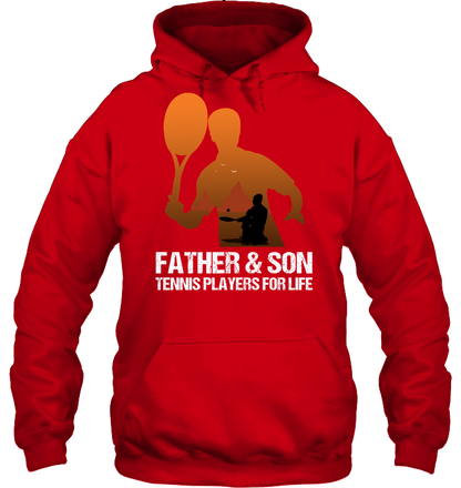 Father And Son Tennis Players For Life Family Shirt Unisex Heavyweight Pullover Hoodie Red