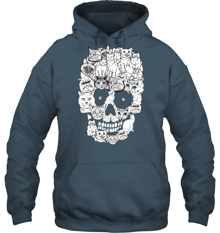 Cats Skull Kitten Shirt Unisex Heavyweight Pullover Hoodie Dark Heather
