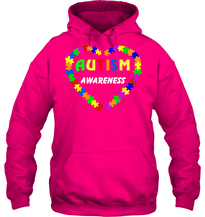 Autism Awareness Puzzle Heart Shirt Unisex Heavyweight Pullover Hoodie Heliconia