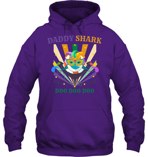 Daddy Shark Doo Doo Doo Happy Mardi Gars Family ShirtUnisex Heavyweight Pullover Hoodie