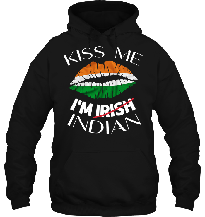 Kiss Me I'm Irish Indian Saint Patricks Day ShirtUnisex Heavyweight Pullover Hoodie