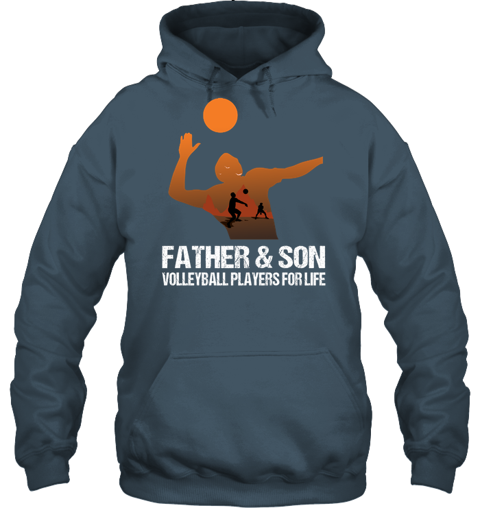 Father And Son Volleyball Players For Life Family Shirt Unisex Heavyweight Pullover Hoodie Dark Heather
