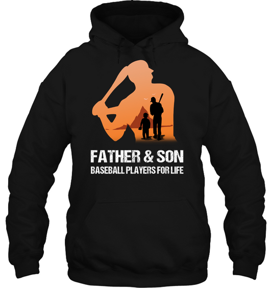 Father And Son Baseball Players For Life Family Shirt Unisex Heavyweight Pullover Hoodie Black