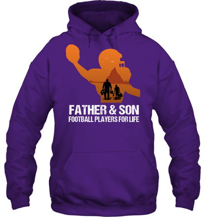 Father And Son Football Players For Life Family Shirt Unisex Heavyweight Pullover Hoodie Purple