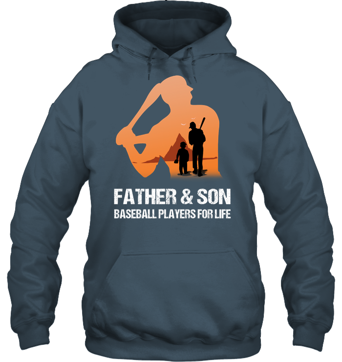 Father And Son Baseball Players For Life Family Shirt Unisex Heavyweight Pullover Hoodie Dark Heather