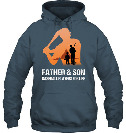 Father And Son Baseball Players For Life Family Shirt Unisex Heavyweight Pullover Hoodie Dark Heather