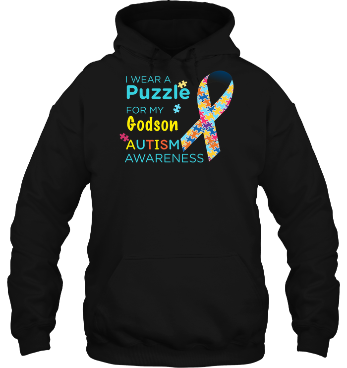 I Wear Puzzle For My Godson Autism Awareness ShirtUnisex Heavyweight Pullover Hoodie