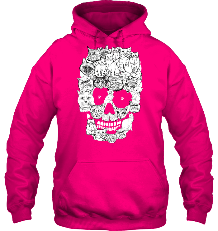 Cats Skull Kitten Shirt Unisex Heavyweight Pullover Hoodie Heliconia