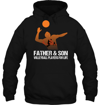 Father And Son Volleyball Players For Life Family Shirt Unisex Heavyweight Pullover Hoodie Black