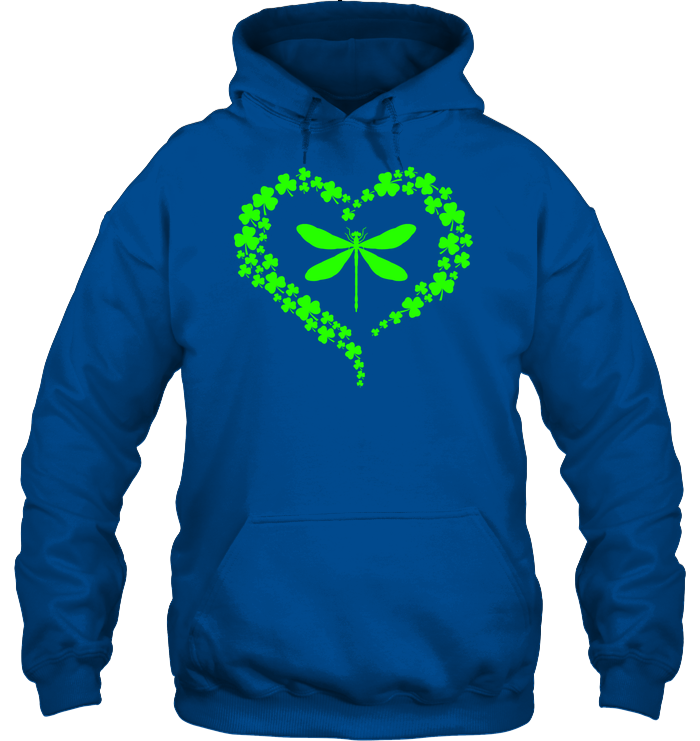 Dragonfly Clover Heart Irish Saint Patricks Day Shirt Unisex Heavyweight Pullover Hoodie Royal