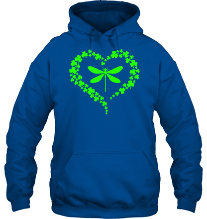 Dragonfly Clover Heart Irish Saint Patricks Day Shirt Unisex Heavyweight Pullover Hoodie Royal