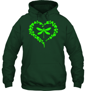Dragonfly Clover Heart Irish Saint Patricks Day ShirtUnisex Heavyweight Pullover Hoodie