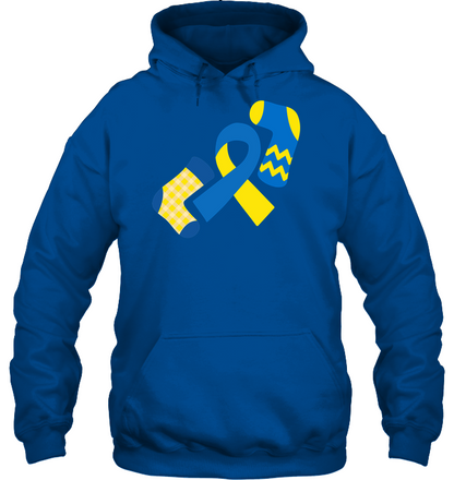 Down Syndrome Awareness Day Socks And Ribbons Shirt Unisex Heavyweight Pullover Hoodie Royal