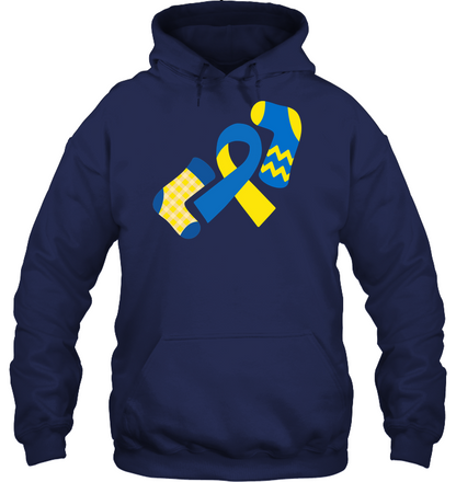 Down Syndrome Awareness Day Socks And Ribbons Shirt Unisex Heavyweight Pullover Hoodie Navy