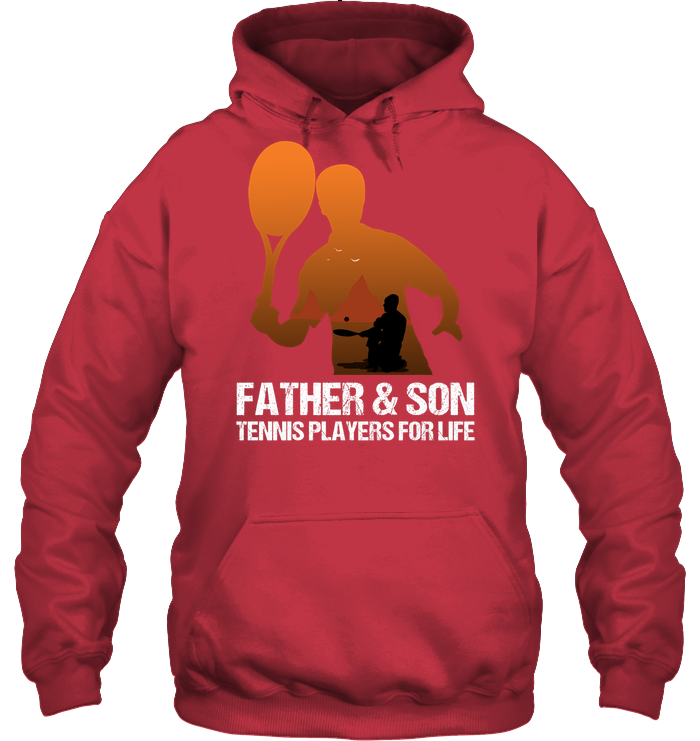Father And Son Tennis Players For Life Family Shirt Unisex Heavyweight Pullover Hoodie Cardinal Red