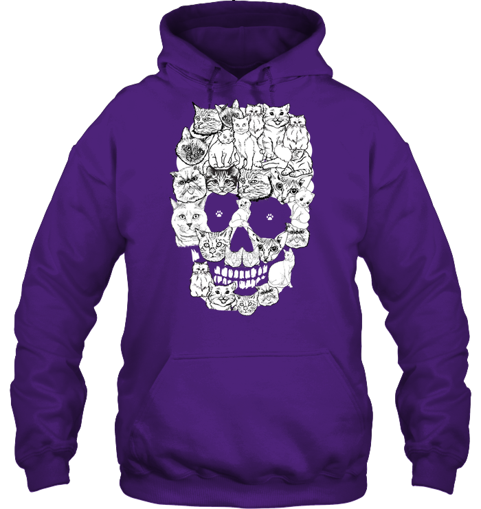 Cats Skull Kitten Shirt Unisex Heavyweight Pullover Hoodie Purple