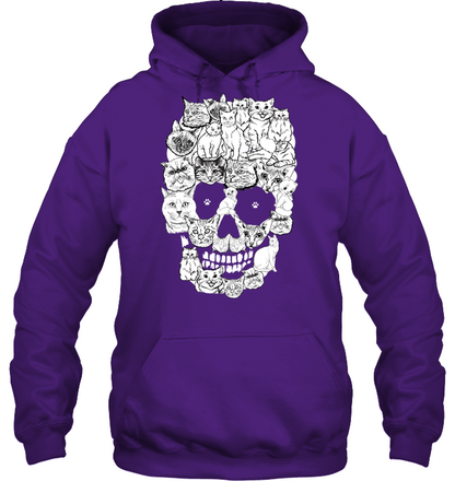 Cats Skull Kitten Shirt Unisex Heavyweight Pullover Hoodie Purple