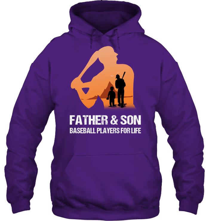 Father And Son Baseball Players For Life Family Shirt Unisex Heavyweight Pullover Hoodie Purple