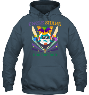 Uncle Shark Doo Doo Doo Happy Mardi Gars Family ShirtUnisex Heavyweight Pullover Hoodie