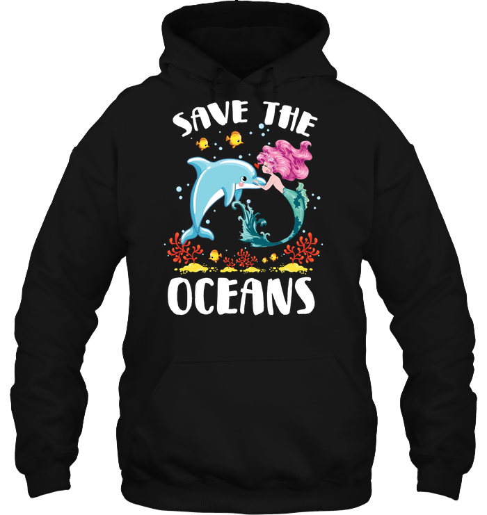 Save The Ocean Dolphin And Mermaid ShirtUnisex Heavyweight Pullover Hoodie