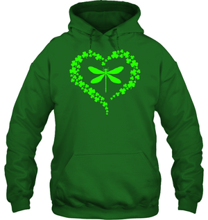 Dragonfly Clover Heart Irish Saint Patricks Day ShirtUnisex Heavyweight Pullover Hoodie