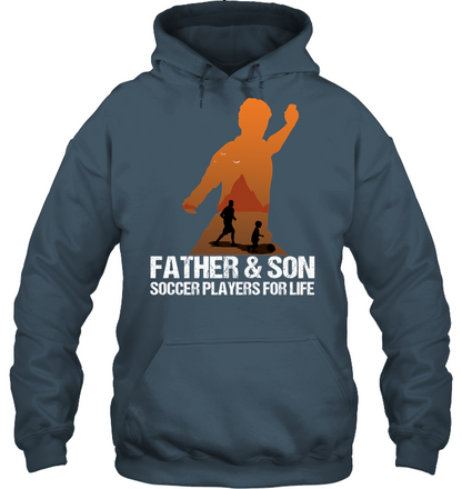 Father And Son Soccer Players For Life Family Shirt Unisex Heavyweight Pullover Hoodie Dark Heather
