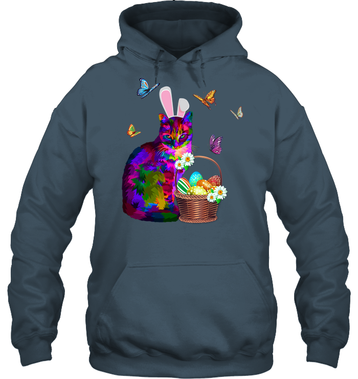 Cat Costume Bunnie Easter Day Shirt Unisex Heavyweight Pullover Hoodie Dark Heather