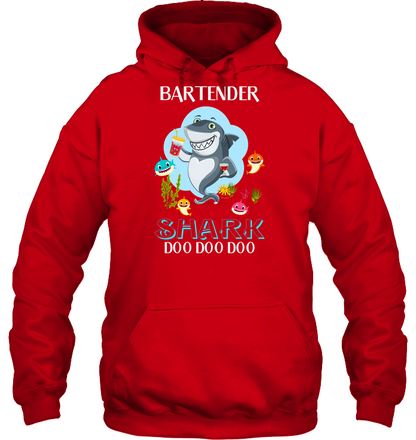 Bartender Shark Doo Doo Doo Shirt Unisex Heavyweight Pullover Hoodie Red