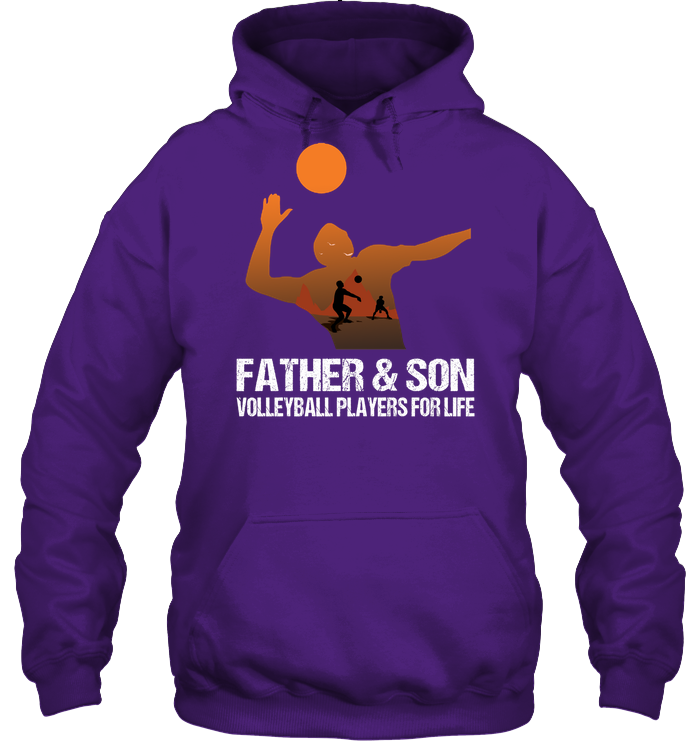 Father And Son Volleyball Players For Life Family Shirt Unisex Heavyweight Pullover Hoodie Purple