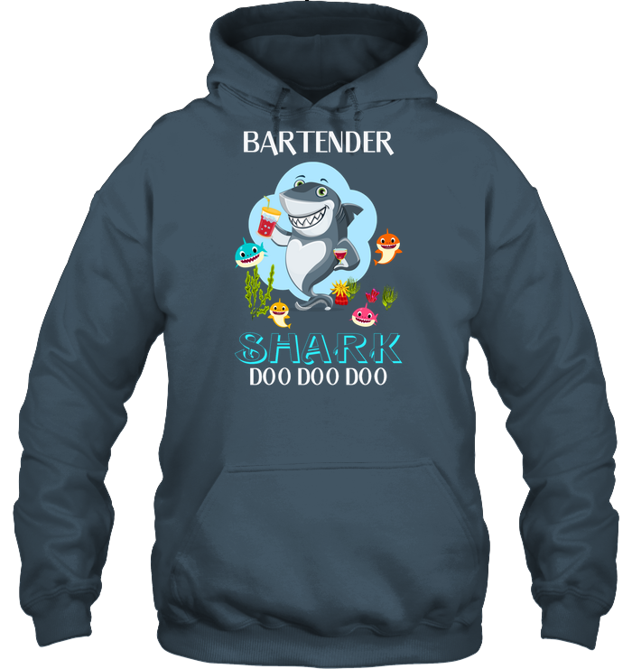 Bartender Shark Doo Doo Doo Shirt Unisex Heavyweight Pullover Hoodie Dark Heather