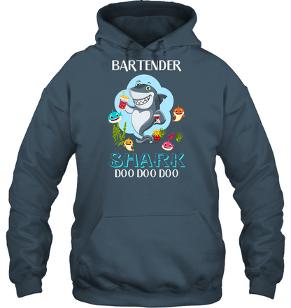 Bartender Shark Doo Doo Doo Shirt Unisex Heavyweight Pullover Hoodie Dark Heather
