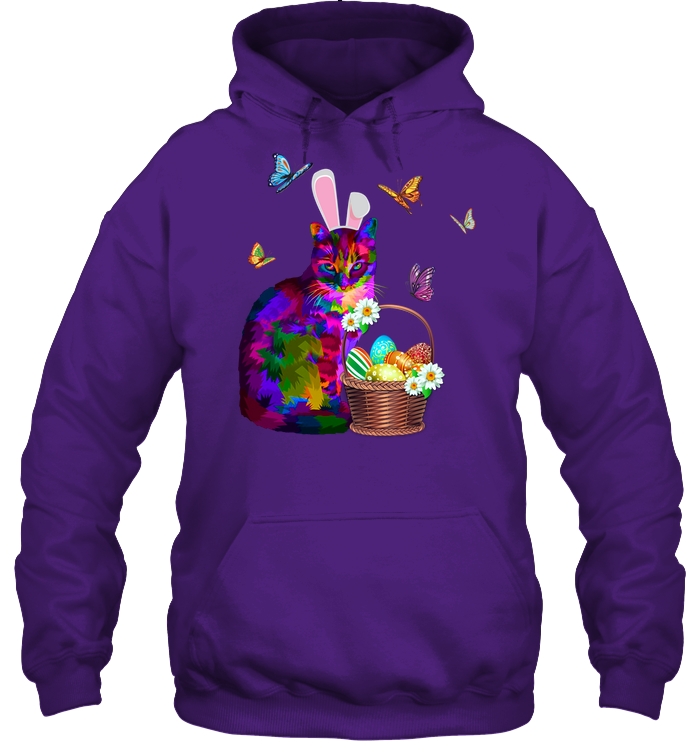 Cat Costume Bunnie Easter Day Shirt Unisex Heavyweight Pullover Hoodie Purple