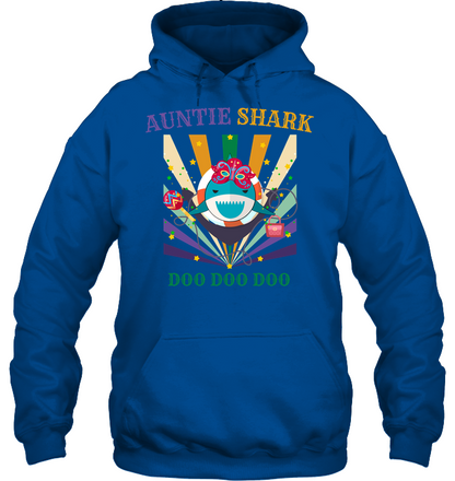 Auntie Shark Doo Doo Doo Happy Mardi Gars Family Shirt Unisex Heavyweight Pullover Hoodie Royal