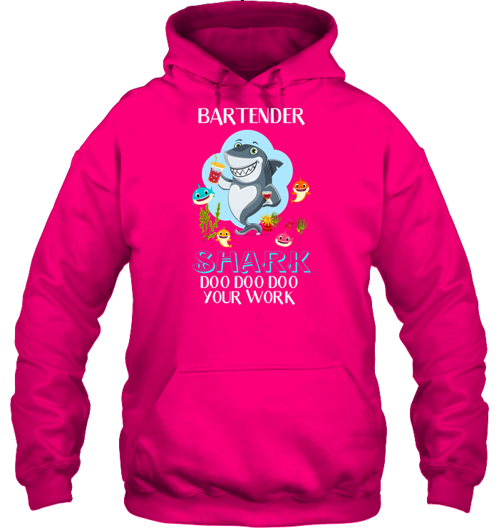 Bartender Shark Doo Doo Doo Your Work Shirt Unisex Heavyweight Pullover Hoodie Heliconia