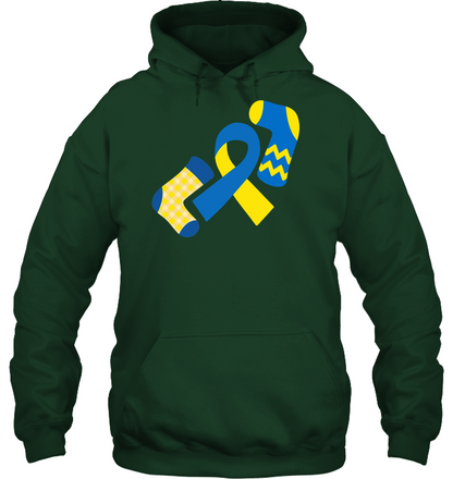 Down Syndrome Awareness Day Socks And Ribbons Shirt Unisex Heavyweight Pullover Hoodie Forest Green